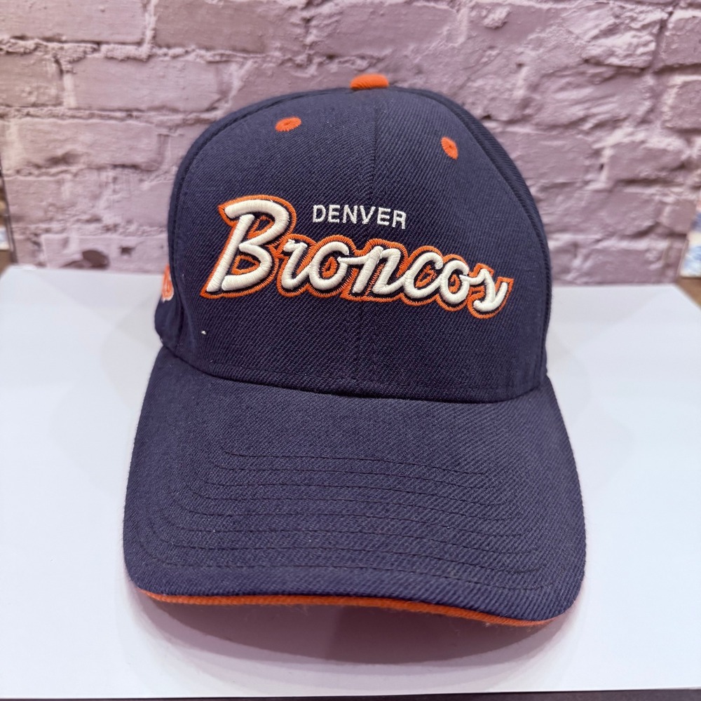 Reebok Denver Broncos Hat Mens OSFM Navy Blue Orange NFL Adjustable Cap